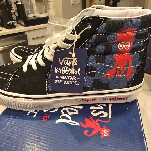 Vans Skate Sk8-Hi Krooked By Natas For Ray Barbee Black Shoe Sneaker Mens 12 US - Picture 6 of 14